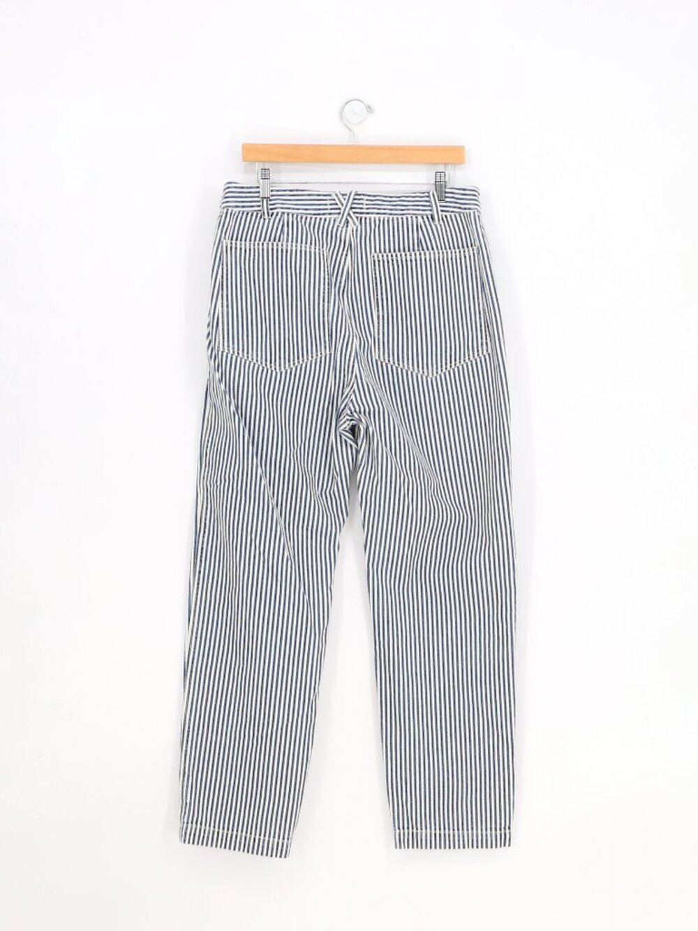 ALEX MILL Sullivan Straight Pants in Indigo & Ivory Railroad Stripe Size 14 - Picture 3 of 8
